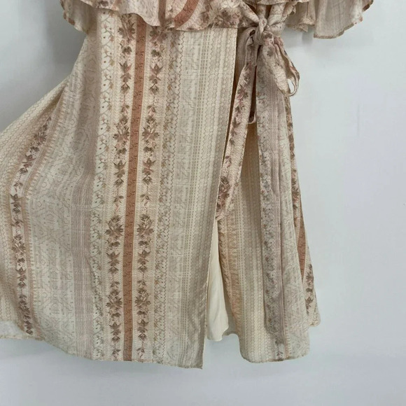 The Jetset Diaries Dress Women's Sz XS Brown Halcyon Floral Sleeveless Wrap Mini - Picture 6 of 9